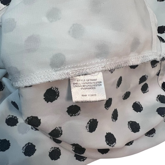 41 Hawthorn XXL Polka Dot Blouse White Black Short Sleeve Top Lined Front - Picture 8 of 10